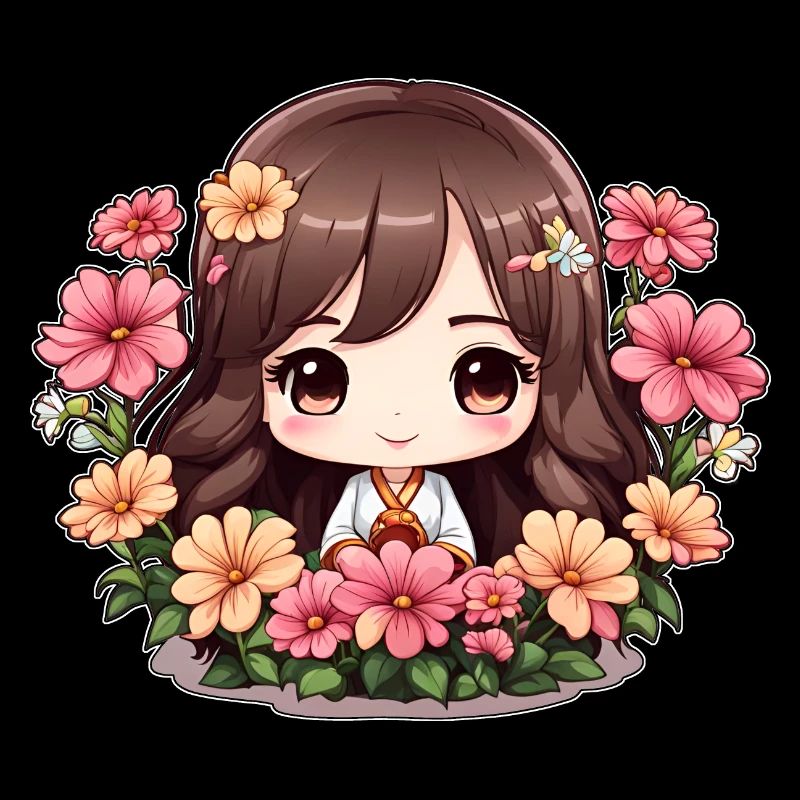 Une chibi en fleurs