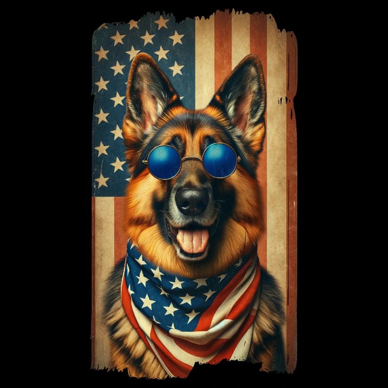 German Shepherd with USA Flag