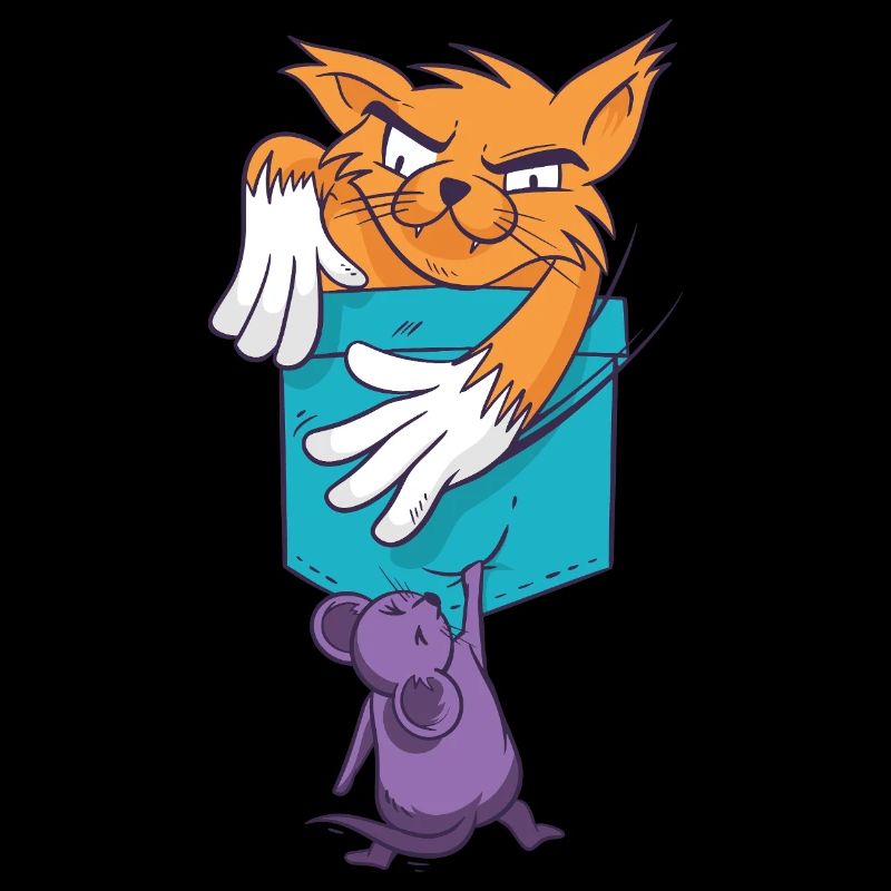 Playful Cat with Mouse Pattern