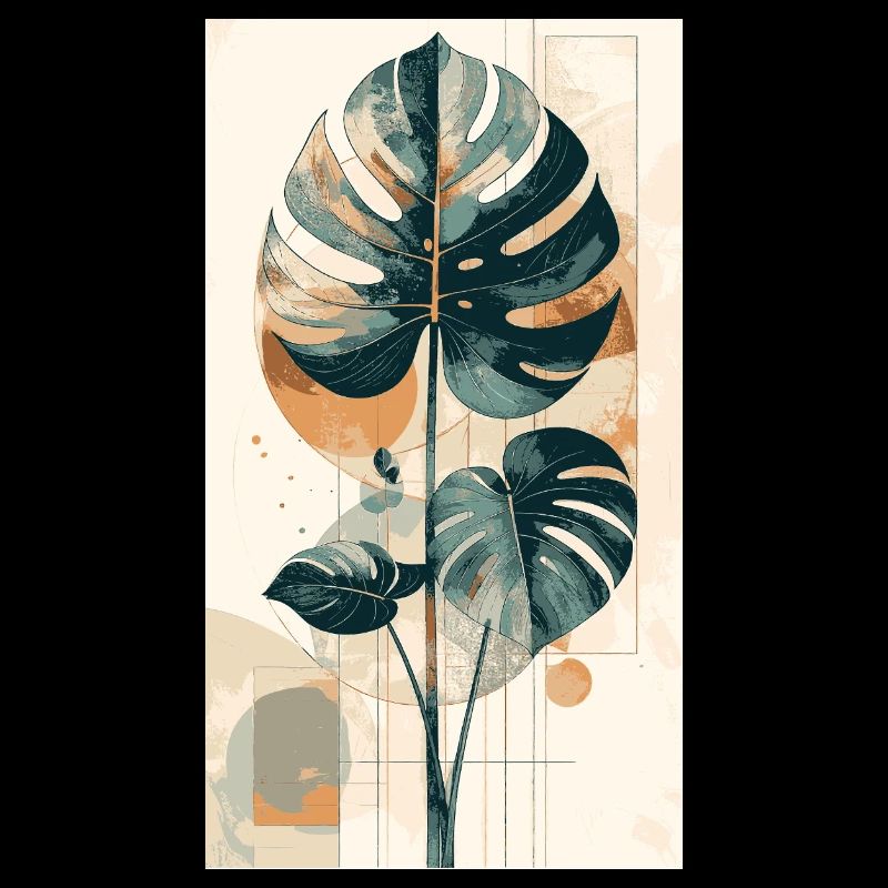 Géométrie du monstera en tons de terre