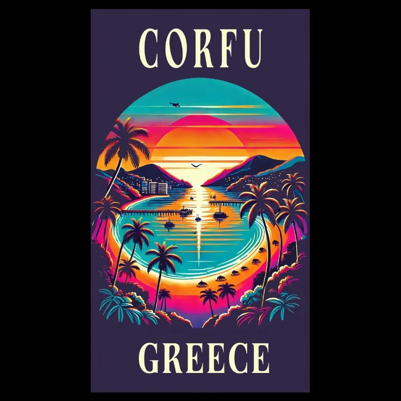 Design de coucher de soleil à Corfou en Grèce