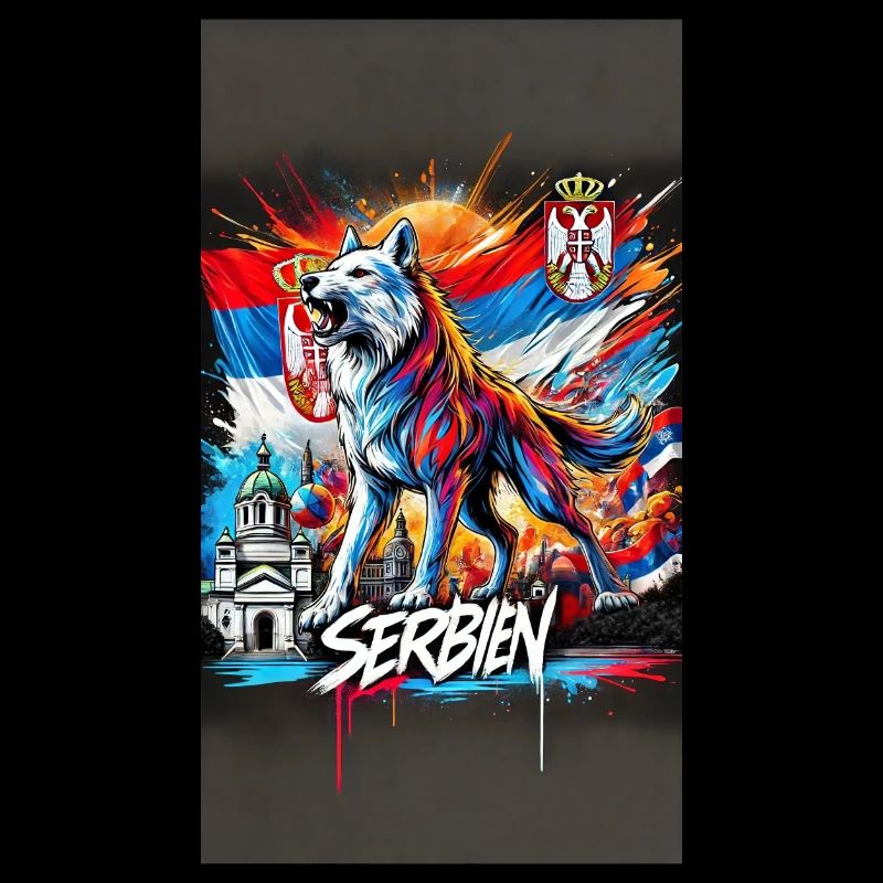 Conception du drapeau national du loup de Serbie