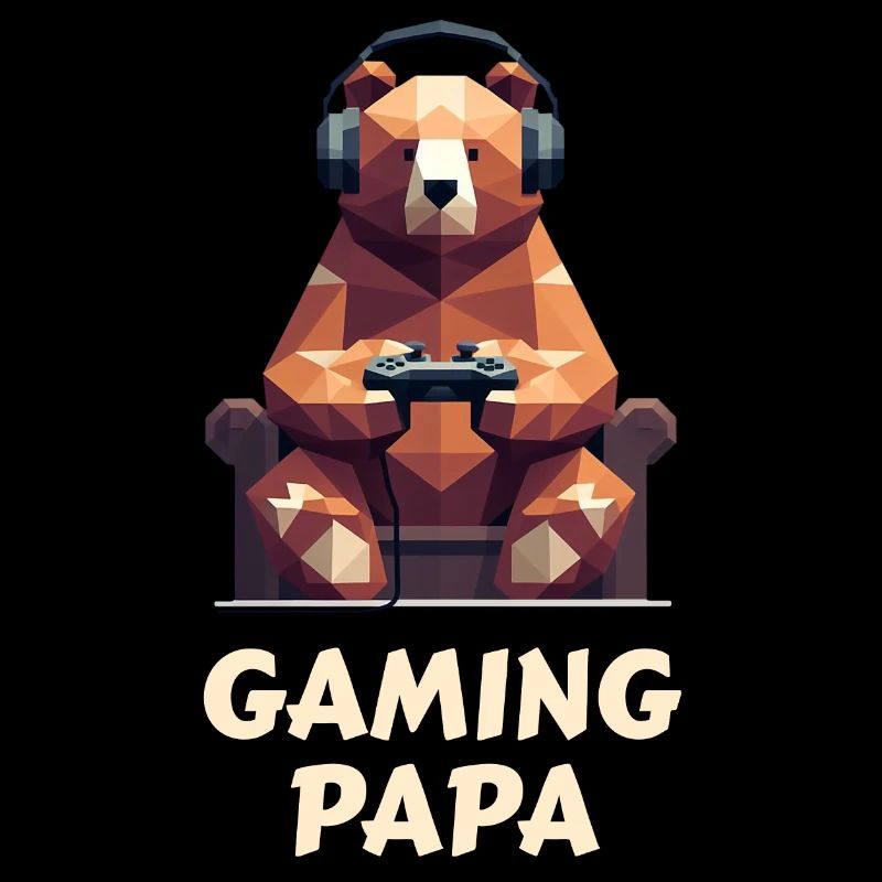 Bear with gaming headset and controller