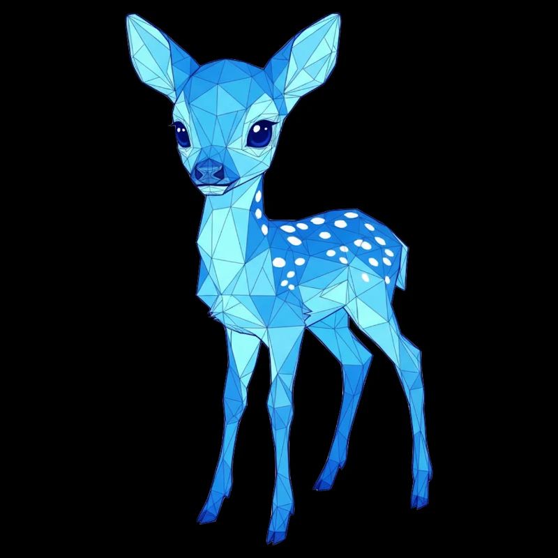Blauer Low-Poly Hirsch