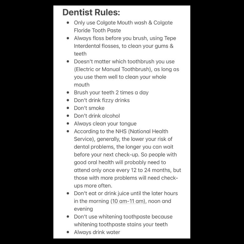 Dentist Rules