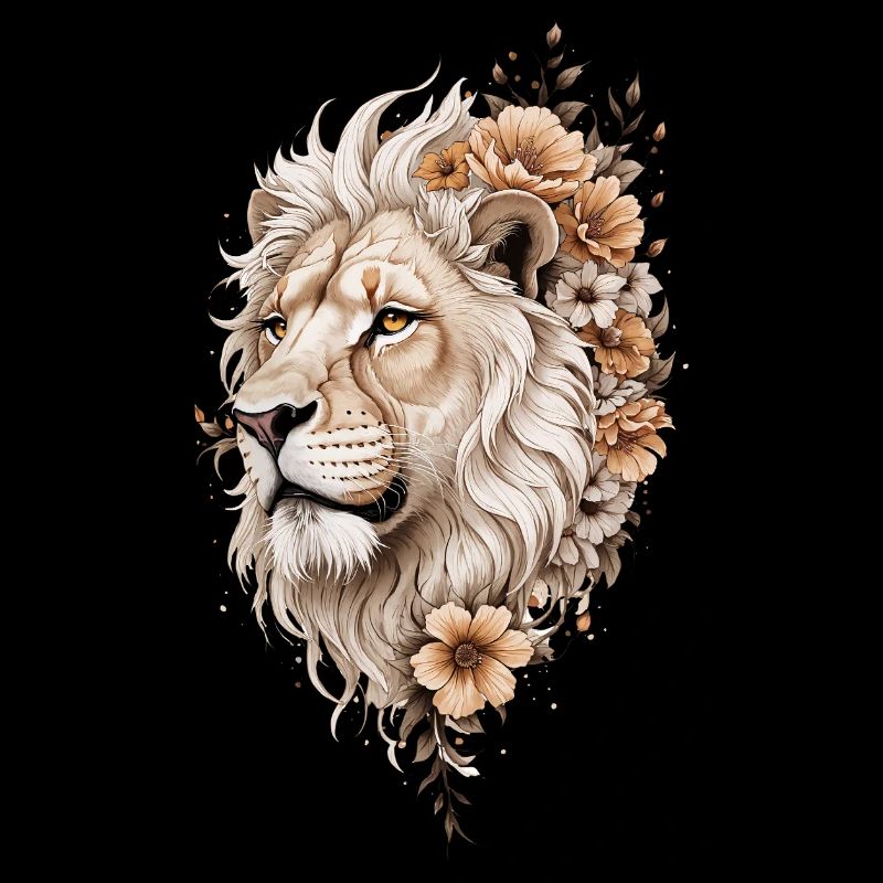 Floral Lion Head Artwork