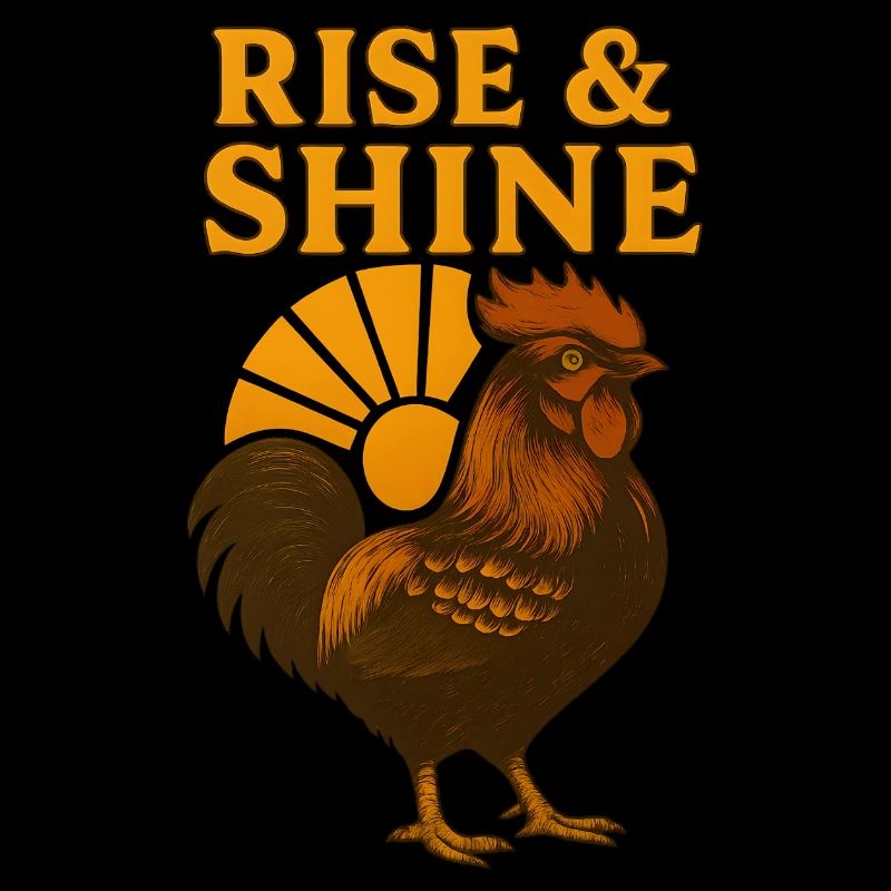 Rooster with sunrise