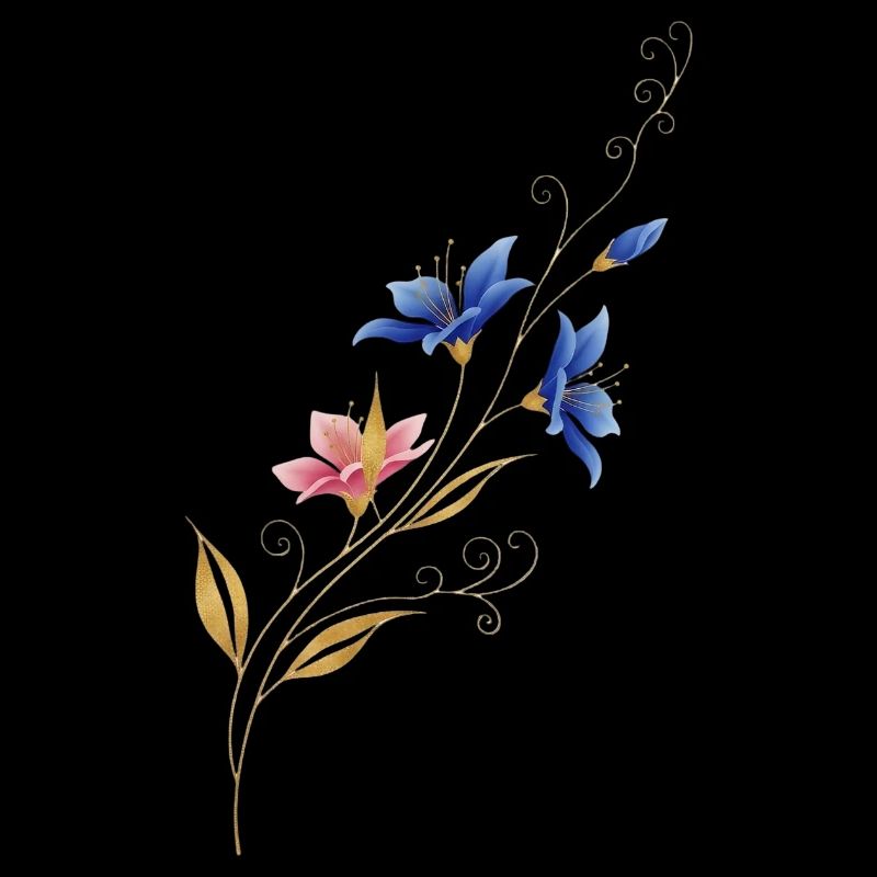 Liane fleur dorée Bleu Rose