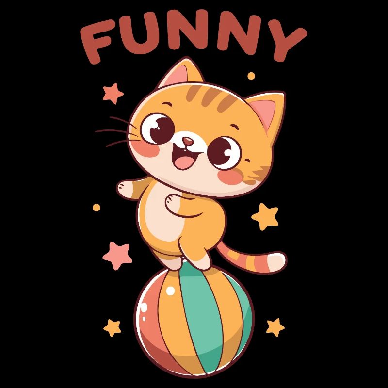 Mischievous Cat on Rainbow Ball