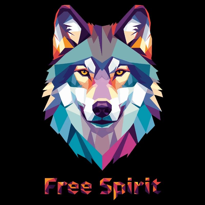 Geomorphischer Wolf mit Farbexplosion