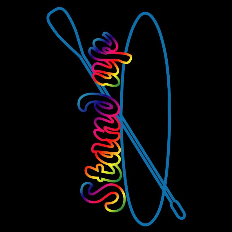 Stand up paddling lettering with paddle board