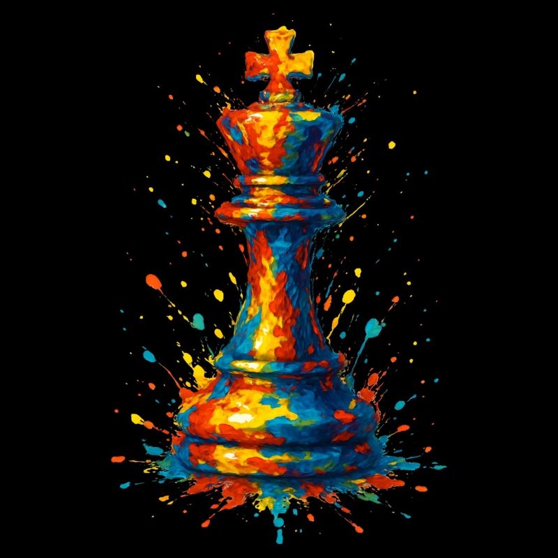 Roi d'Échecs Style Aquarelle Coloré