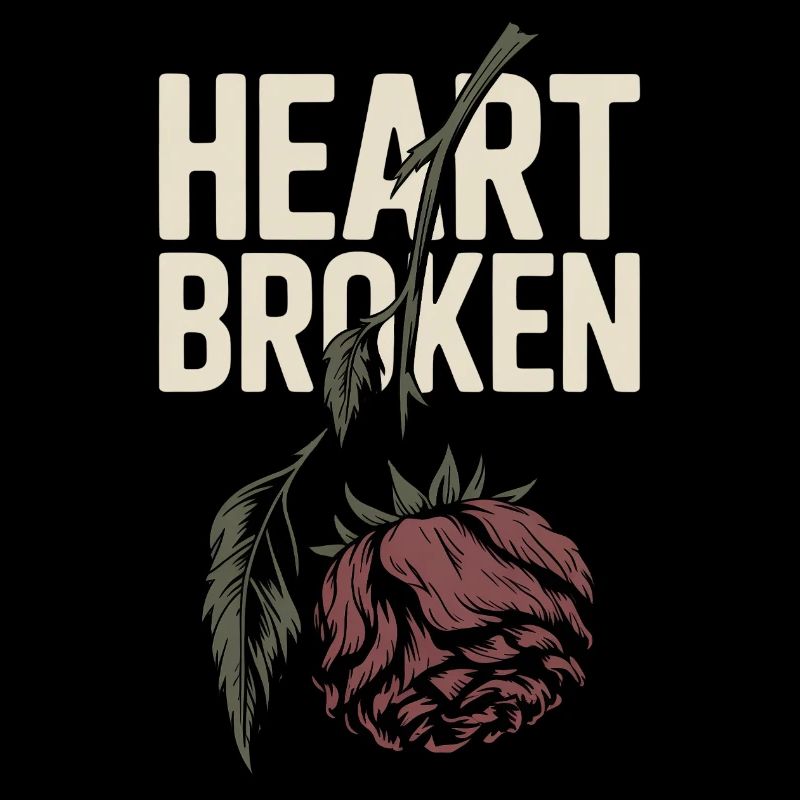 Broken Heart with Withered Rose