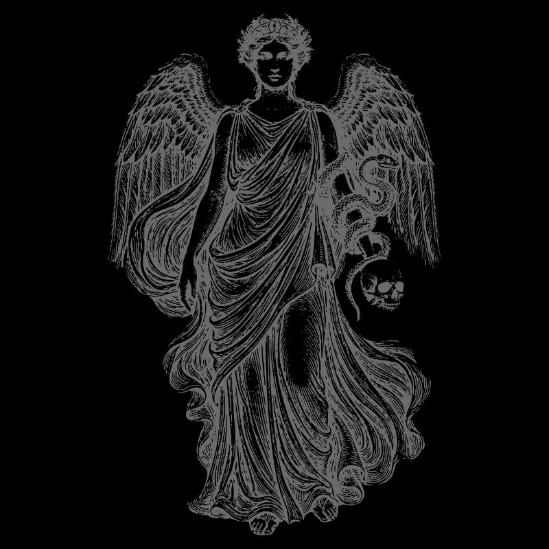 Ange Noir avec crâne et serpent
