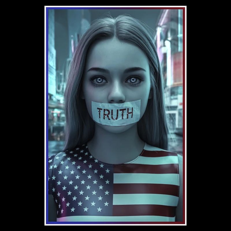 Conception du visage avec la bouche de vérité dans le drapeau américain