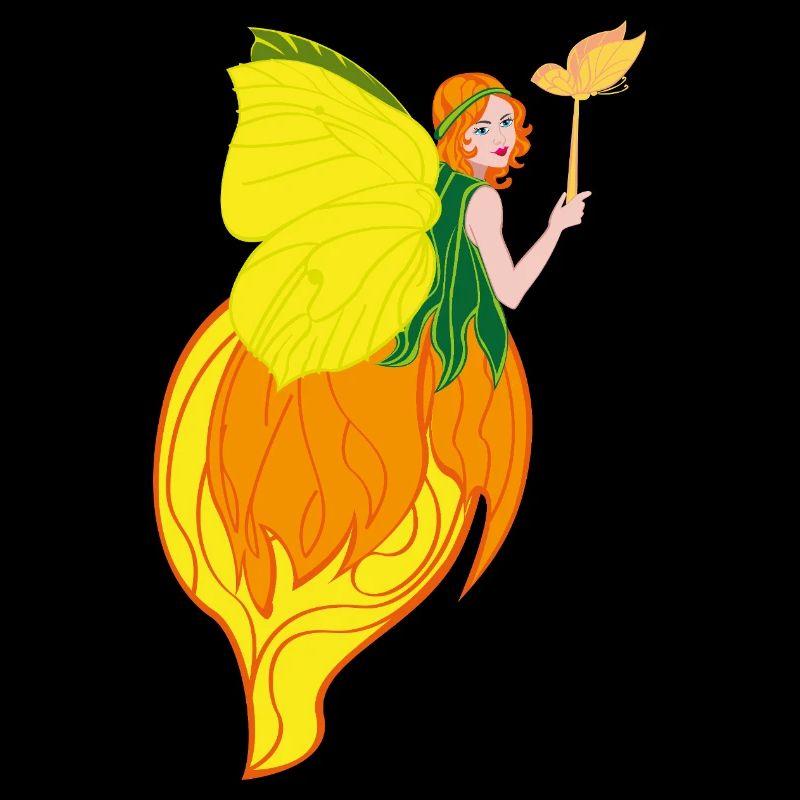 Conception féerique avec des ailes de fleur et du feu