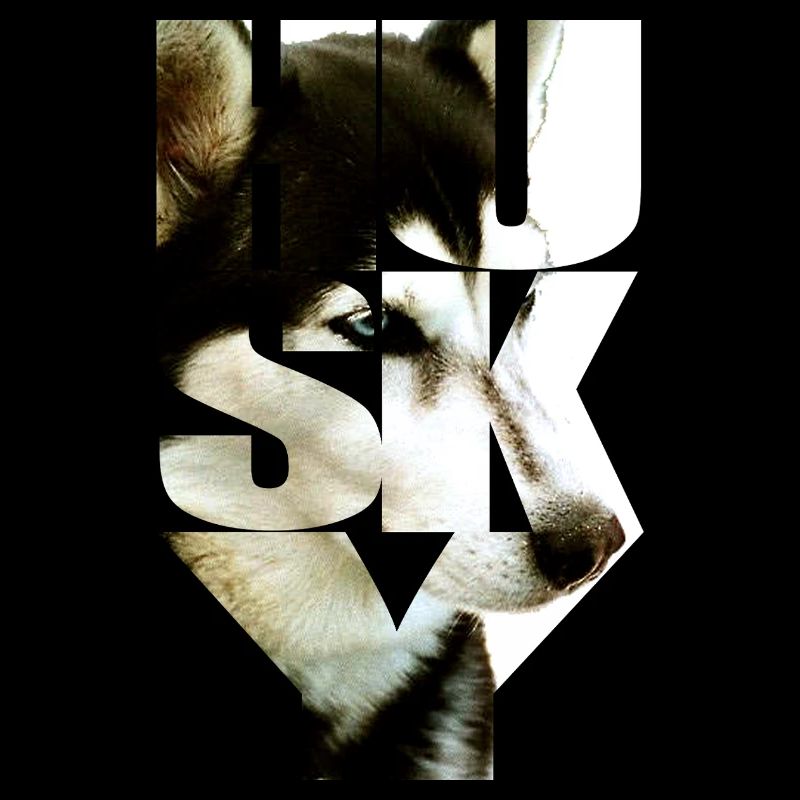 Husky graphic with typography
