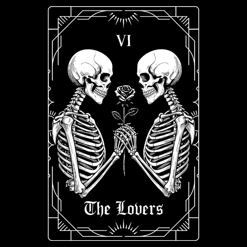 Les Amants — Spooky Tarot Skeleton Goth