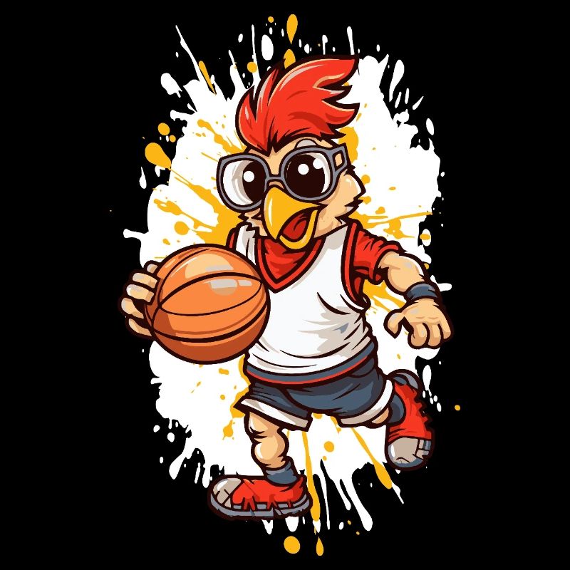 Poulet basketteur avec lunettes