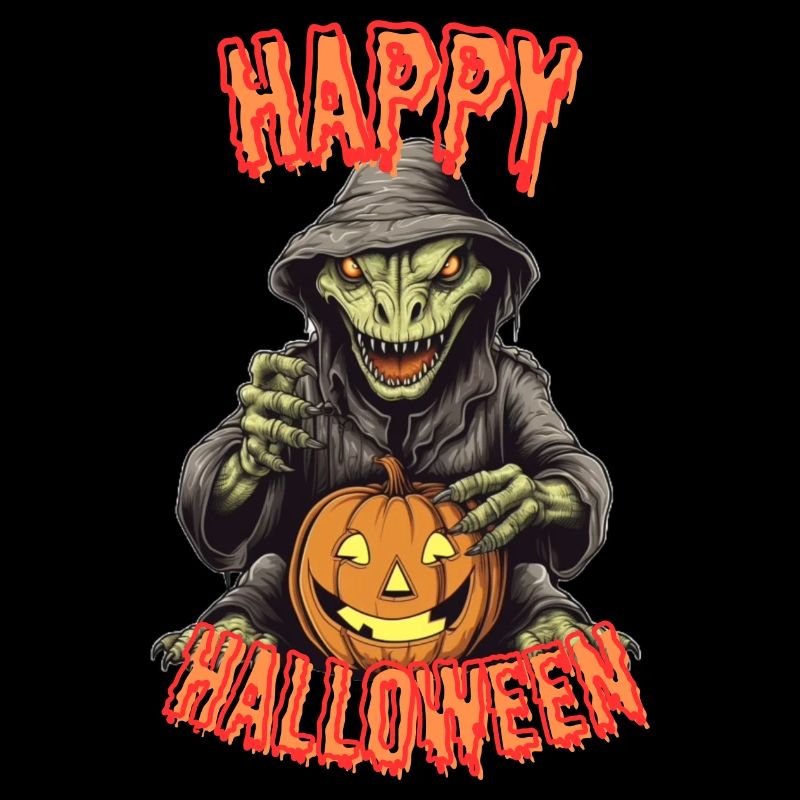 Spooky Halloween Wizard with Pumpkin