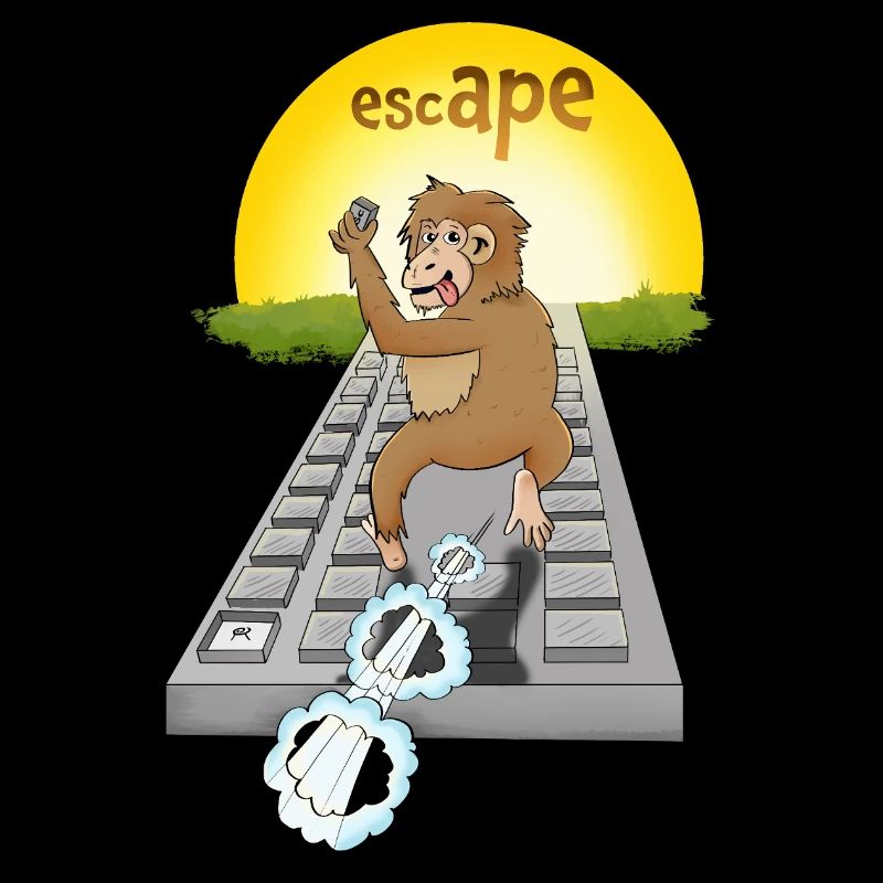 Humorous monkey design with keyboard