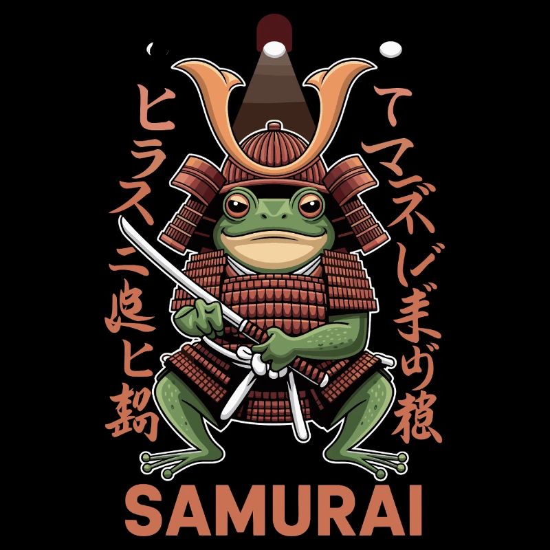 Samurai Frog Warrior Illustration with