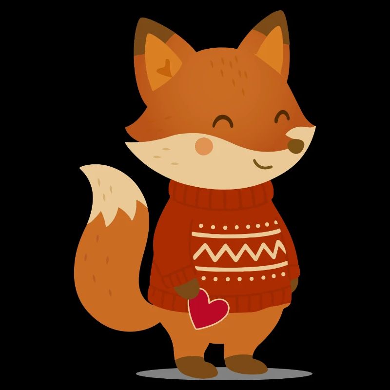 Süßer Fuchs im Pullover mit Herz