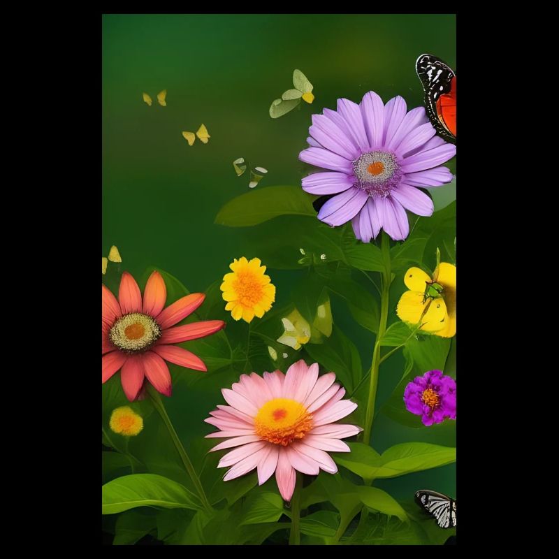 Fleurs et papillon