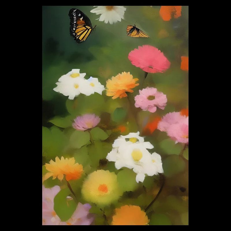Fleurs et papillon