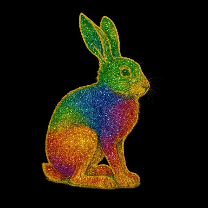 Rainbow bunny with glitter effect