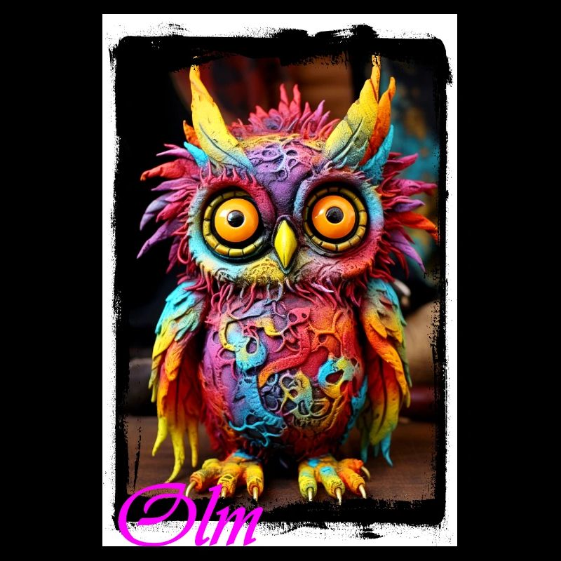 Bunte Fantasiewelt Eulenfigur Puppe Textil Märchen