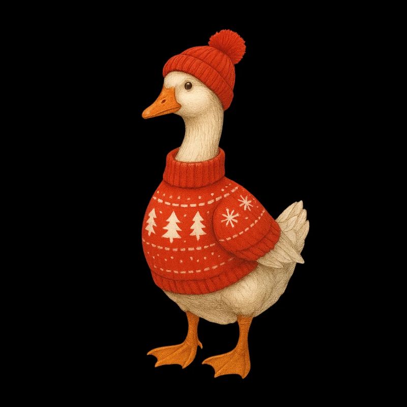 Gans im Strickpullover