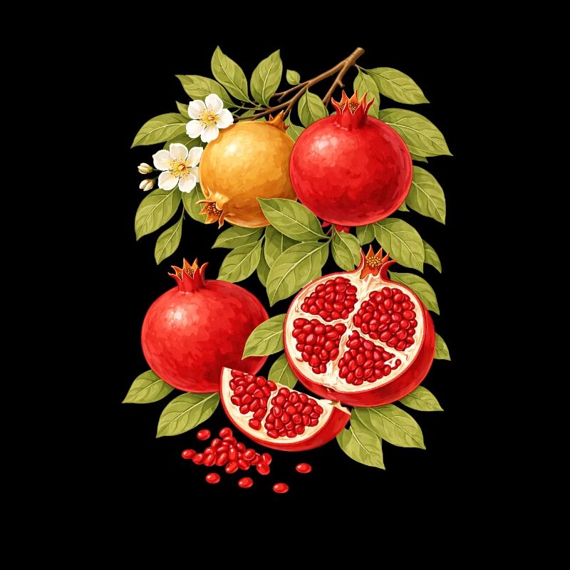 Composition de grenade – Style botanique vintage