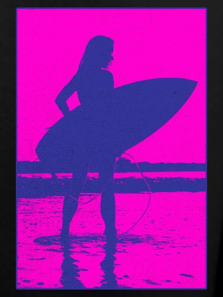 Neon Silhouette Surfer Beach