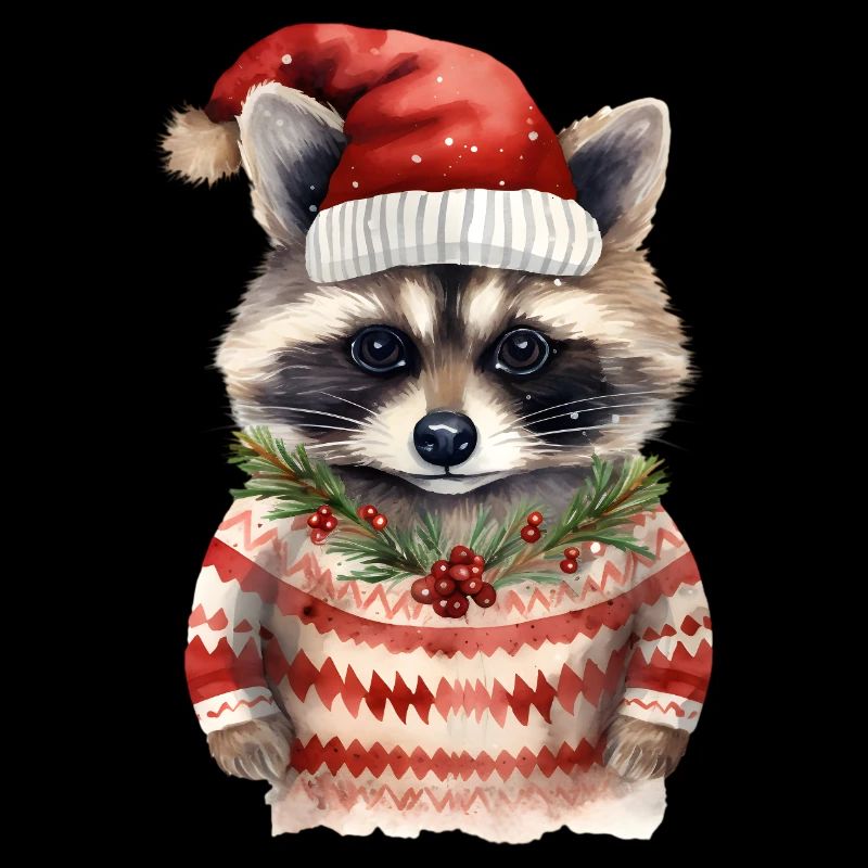 Waschbär Weihnachtspullover