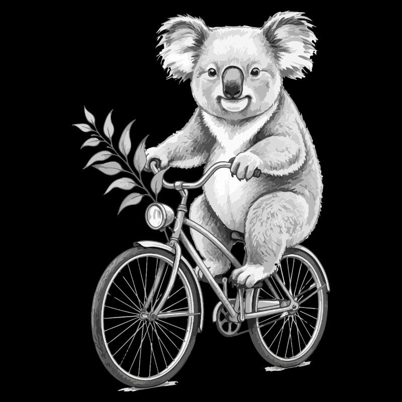 Koala on Bicycle with Leaves