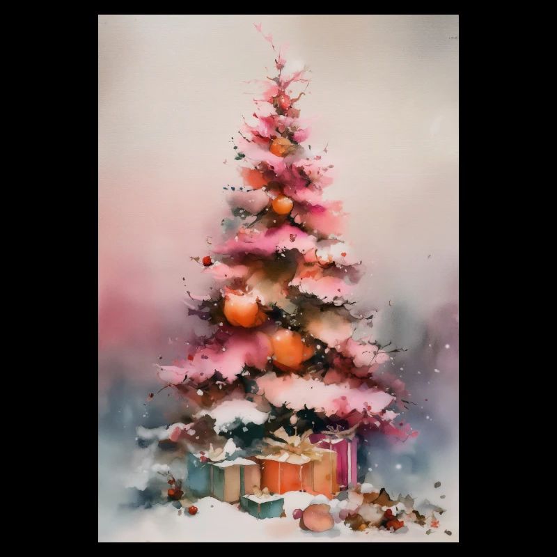 Watercolor pastel Christmas tree