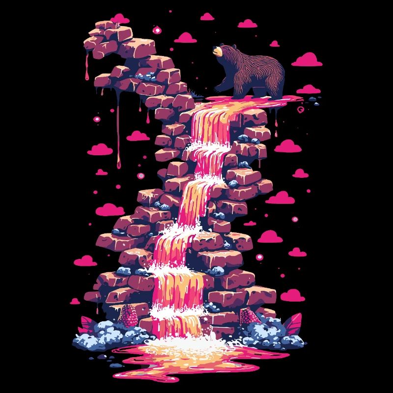 Pink waterfall with bear light