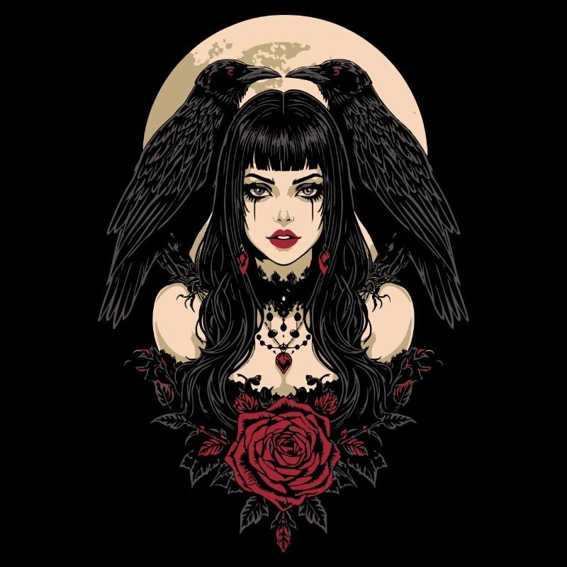 Gothic Mädchen mit Krähen Geschenk