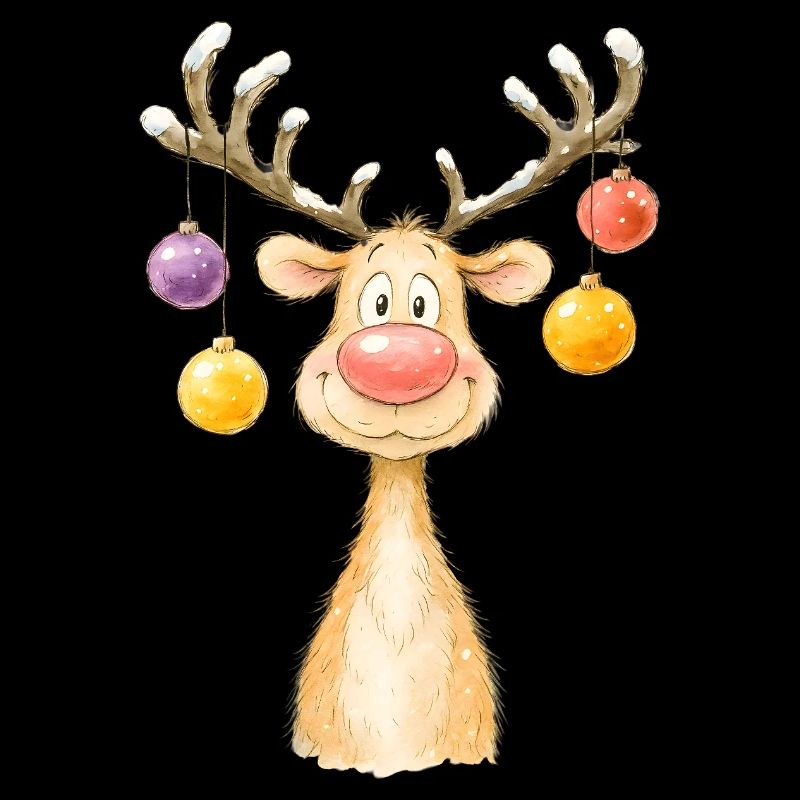 Conception d’aquarelle de renne de Noël mignon