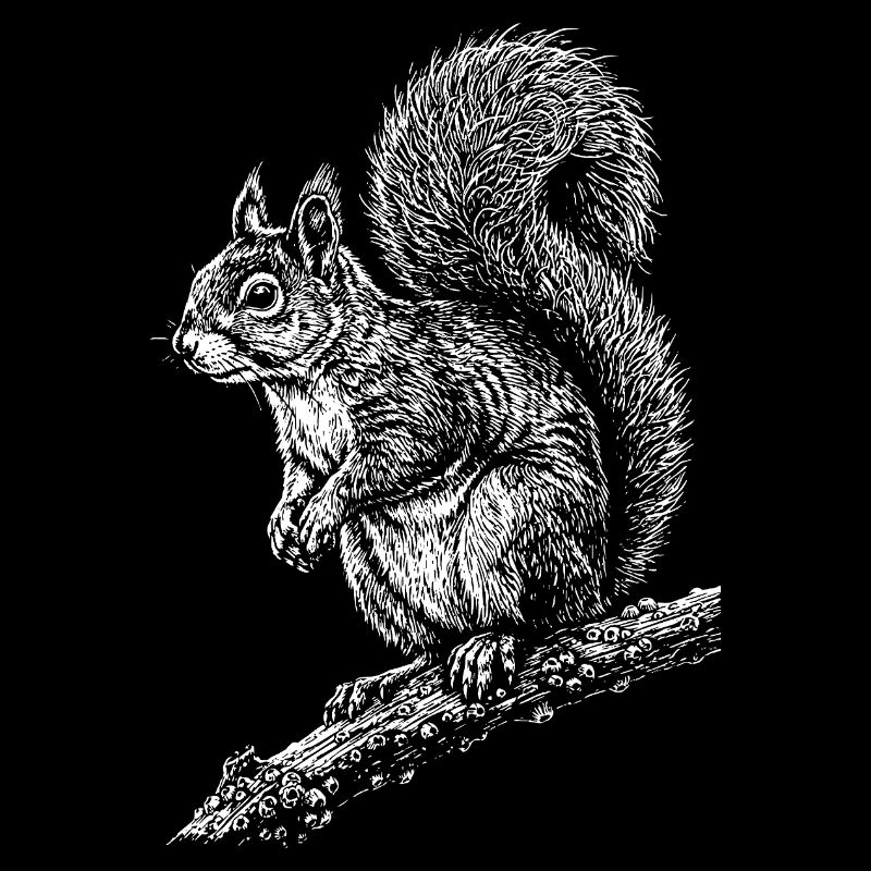 Squirrel Silhouette on Branch
