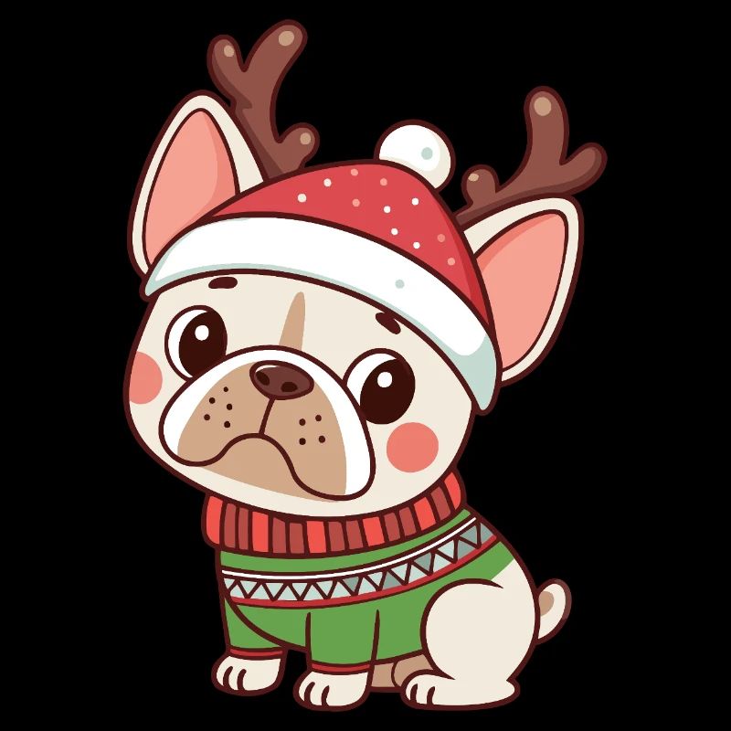 Chiot Noël Bonnet et Pull Vert