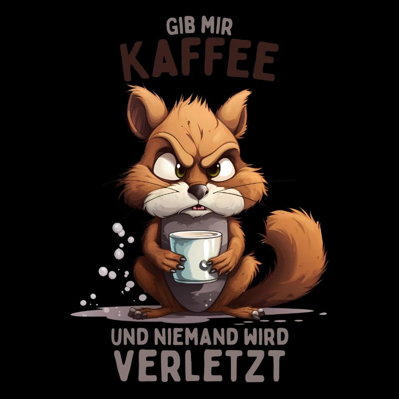 Wütendes Eichhörnchen mit Kaffee