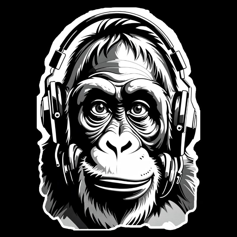 Musik Affe Gorilla mit Kopfhoerer als Geschenkidee