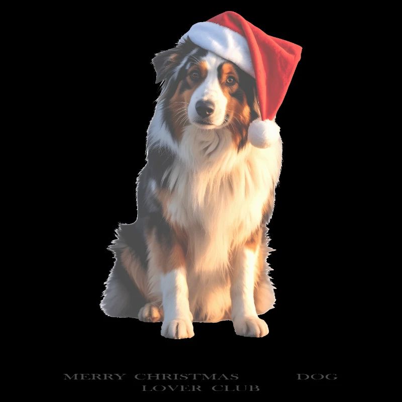 Boder Collie Weihnachts-Hund im Santa-Hut