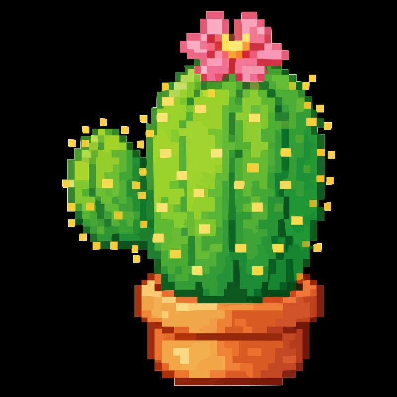 Pixel cactus with flower