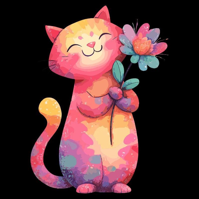 Fleur de chat colorée dans un style aquarelle