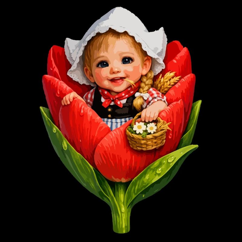 Bébé en fleur de tulipe rouge