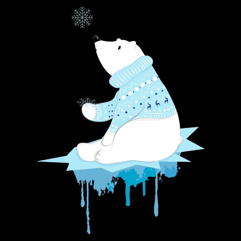 Eisbär mit Schneeflocken