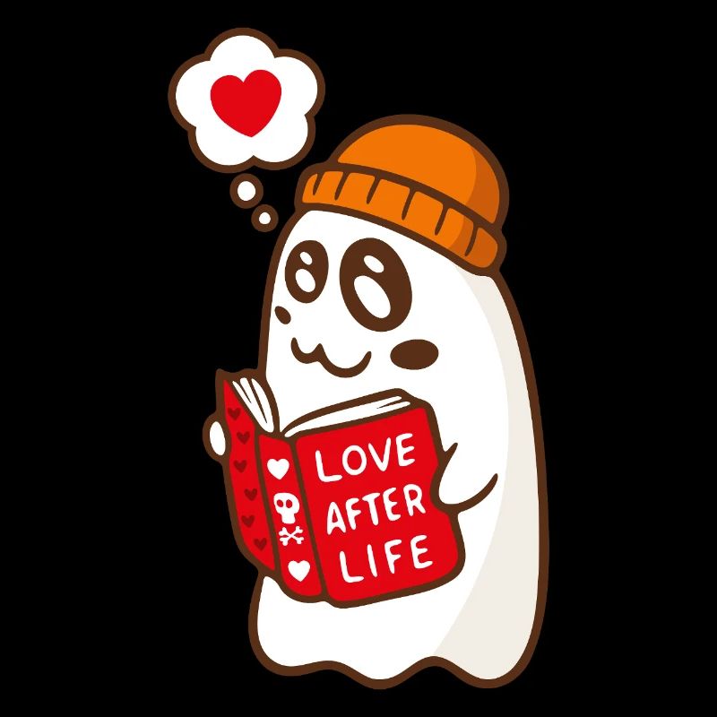 Spooky Cute Ghost Reading Love Book